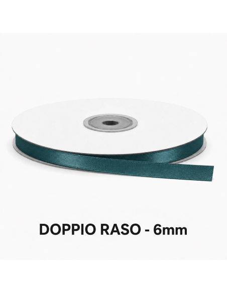 Nastro Doppio Raso 6 mm x 50 m - Petrolio - bobina