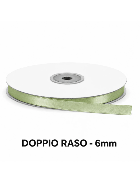 Nastro Doppio Raso 6 mm x 50 m - Pistacchio - bobina
