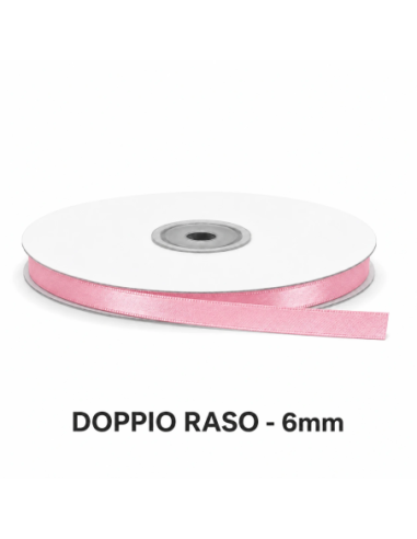 Nastro Doppio Raso 6 mm x 50 m - Rosa - bobina