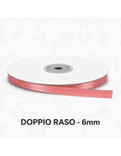 Nastro Doppio Raso 6 mm x 50 m - Rosa Antico - bobina