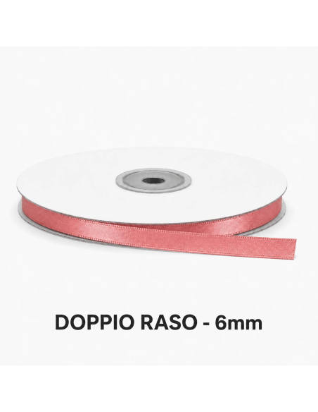 Nastro Doppio Raso 6 mm x 50 m - Rosa Antico - bobina