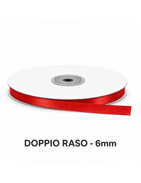 Nastro Doppio Raso 6 mm x 50 m - Rosso - bobina