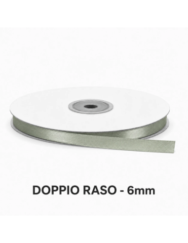 Nastro Doppio Raso 6 mm x 50 m - Salvia - bobina