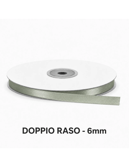 Nastro Doppio Raso 6 mm x 50 m - Salvia - bobina