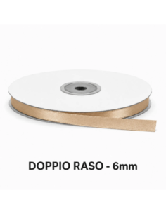 Nastro Doppio Raso 6 mm x 50 m - Vaniglia - bobina