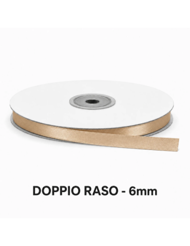 Nastro Doppio Raso 6 mm x 50 m - Vaniglia - bobina