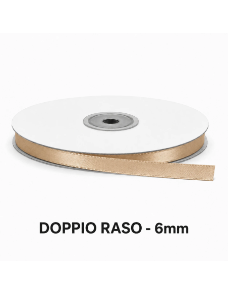 Nastro Doppio Raso 6 mm x 50 m - Vaniglia - bobina