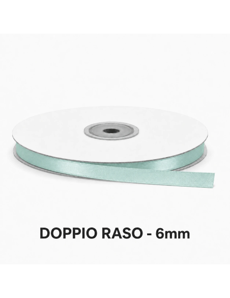 Nastro Doppio Raso 6 mm x 50 m - Verde Acqua - bobina