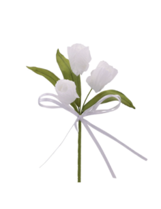Mazzetto di tulipani artificiali – bianco – 14 x 6 cm