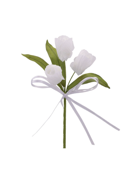 Mazzetto di tulipani artificiali – bianco – 14 x 6 cm
