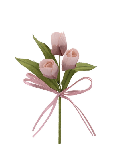 Mazzetto di tulipani artificiali – rosa antico – 14 x 6 cm