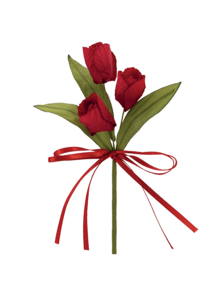 Mazzetto di tulipani artificiali – rosso – 14 x 6 cm