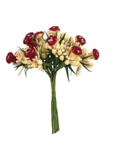 Ciuffo decorativo con funghetto – rosso – 2 x 11 cm