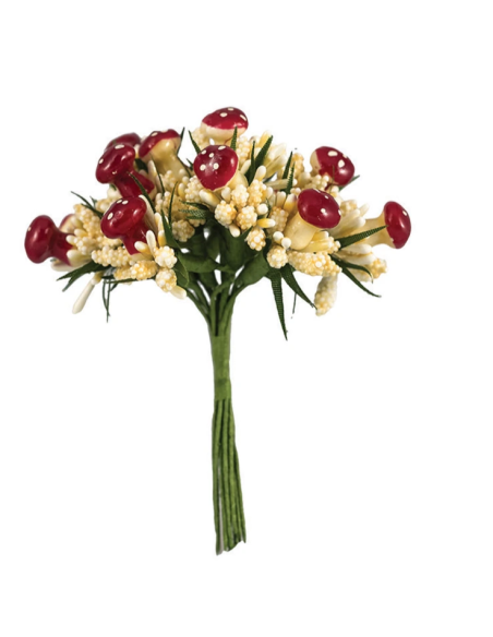 Ciuffo decorativo con funghetto – rosso – 2 x 11 cm