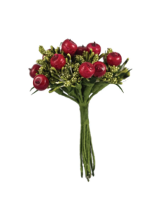 Ciuffo decorativo con mela rossa – rosso – 2 x 11 cm