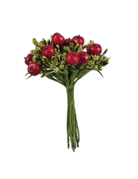 Ciuffo decorativo con mela rossa – rosso – 2 x 11 cm