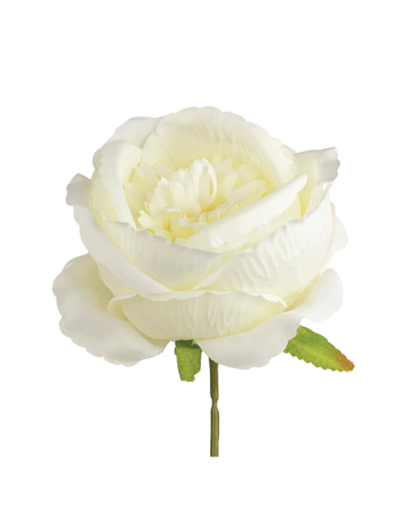 Rosa grande artificiale – crema – 10 x 8 cm