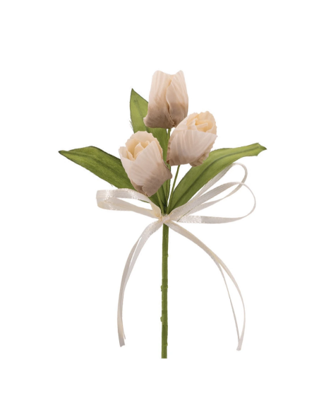Mazzetto di tulipani artificiali – beige – 14 x 6 cm