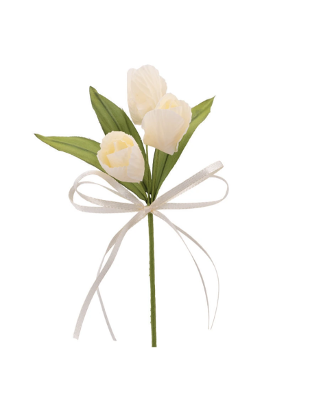 Mazzetto di tulipani artificiali – panna – 14 x 6 cm