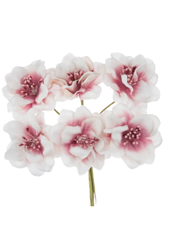Mazzetto di fiori artificiali con pistilli – rosa antico – 5 x 14 cm