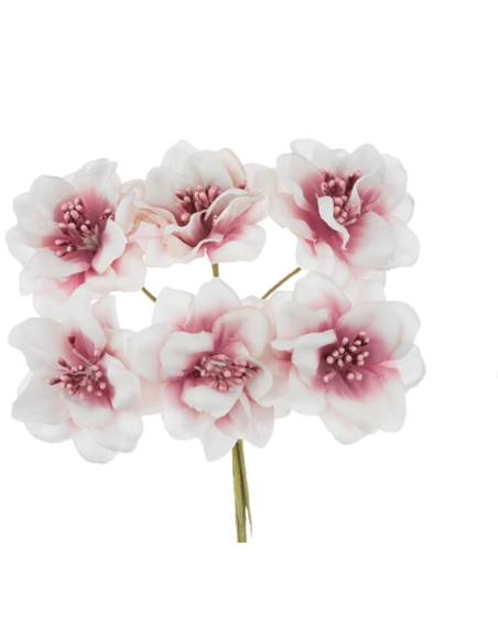 Mazzetto di fiori artificiali con pistilli – rosa antico – 5 x 14 cm