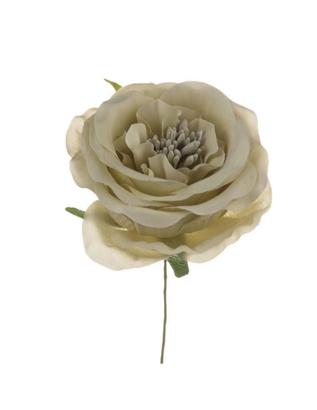 Rosa media artificiale – beige – diametro 7 cm