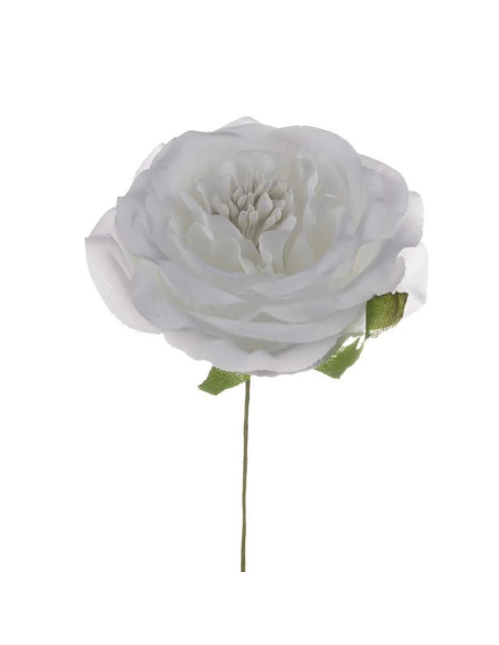 Rosa media artificiale – bianco – diametro 7 cm