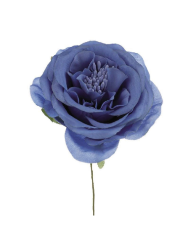 Rosa media artificiale – blu – diametro 7 cm