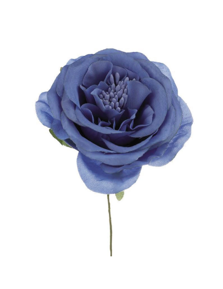 Rosa media artificiale – blu – diametro 7 cm