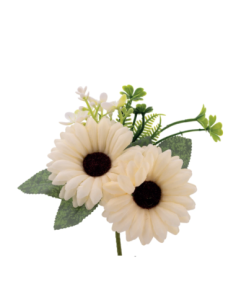 Mazzetto di gerbere artificiali – beige – 14 x 15 cm