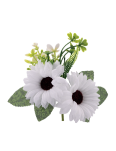 Mazzetto di gerbere artificiali – bianco – 14 x 15 cm