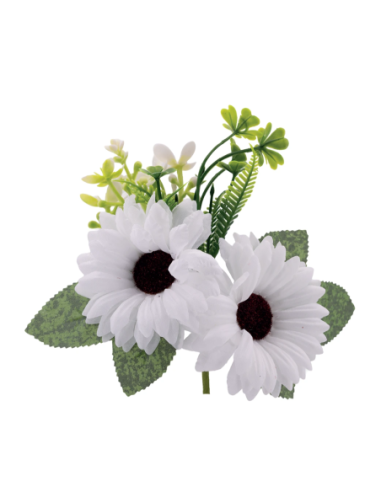 Mazzetto di gerbere artificiali – bianco – 14 x 15 cm