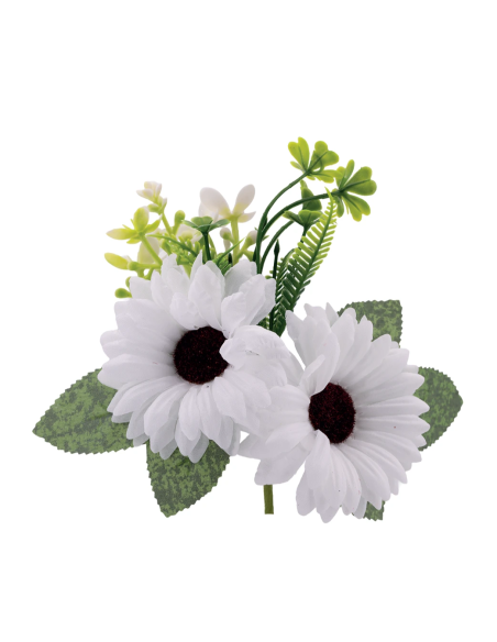 Mazzetto di gerbere artificiali – bianco – 14 x 15 cm