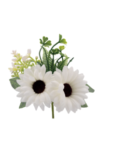 Mazzetto di gerbere artificiali – panna – 14 x 15 cm