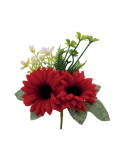 Mazzetto di gerbere artificiali – rosso – 14 x 15 cm