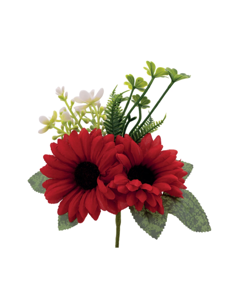 Mazzetto di gerbere artificiali – rosso – 14 x 15 cm