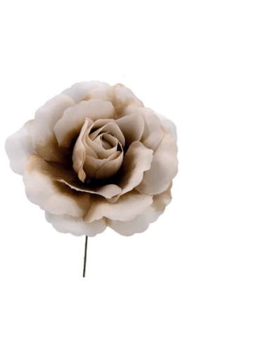 Rosa aperta artificiale – beige – diametro 8 cm