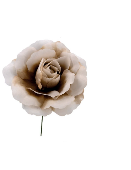 Rosa aperta artificiale – beige – diametro 8 cm