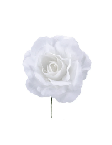 Rosa aperta artificiale – bianco – diametro 8 cm