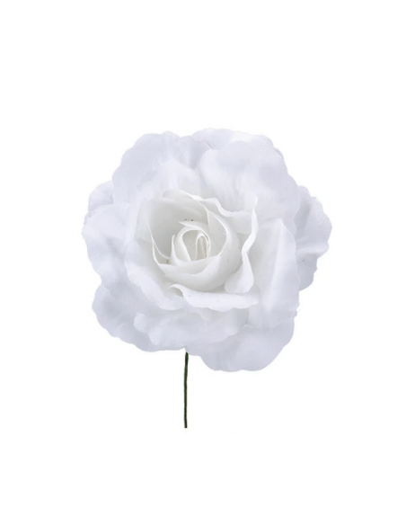 Rosa aperta artificiale – bianco – diametro 8 cm