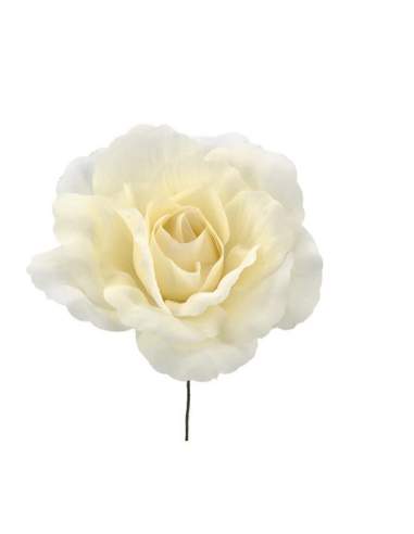 Rosa aperta artificiale – panna – diametro 8 cm