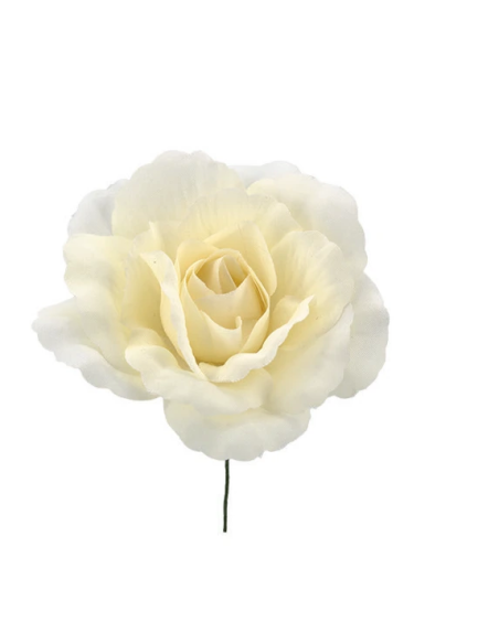 Rosa aperta artificiale – panna – diametro 8 cm