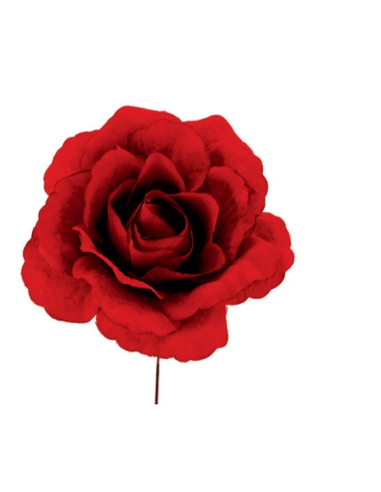 Rosa aperta artificiale – rosso – diametro 8 cm