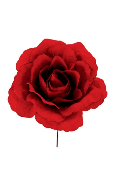 Rosa aperta artificiale – rosso – diametro 8 cm