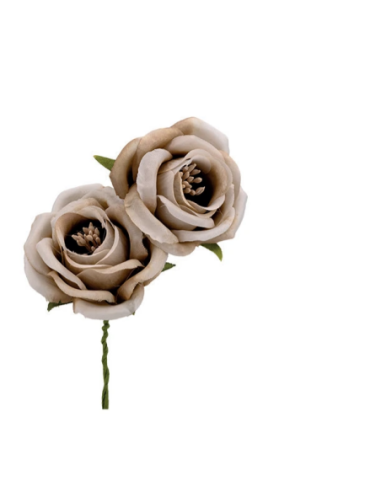 Rosa artificiale con pistilli – beige – diametro 5 cm