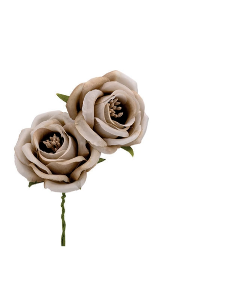 Rosa artificiale con pistilli – beige – diametro 5 cm