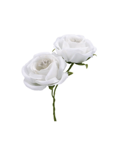 Rosa artificiale con pistilli – bianco – diametro 5 cm