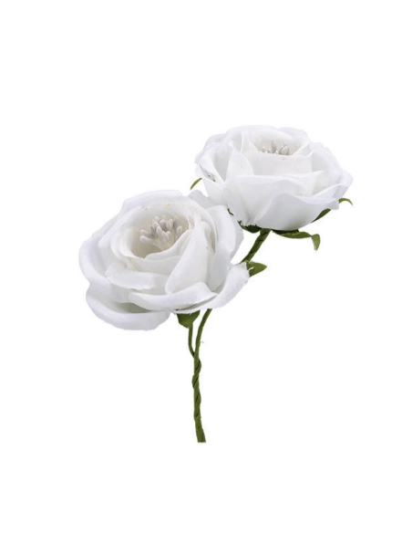 Rosa artificiale con pistilli – bianco – diametro 5 cm