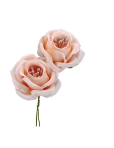 Rosa artificiale con pistilli – cipria – diametro 5 cm
