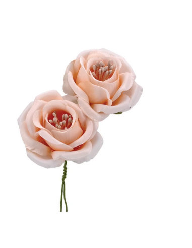 Rosa artificiale con pistilli – cipria – diametro 5 cm